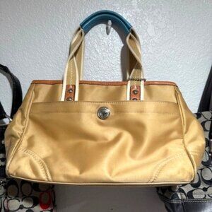 Vintage Coach Hampton Khaki/blue Purse